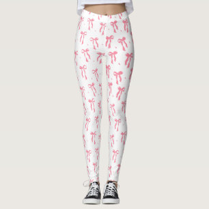 Coquette pink bow leggings