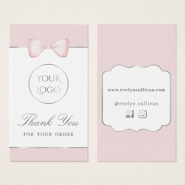 Coquette pink bow package insert (Front & Back)