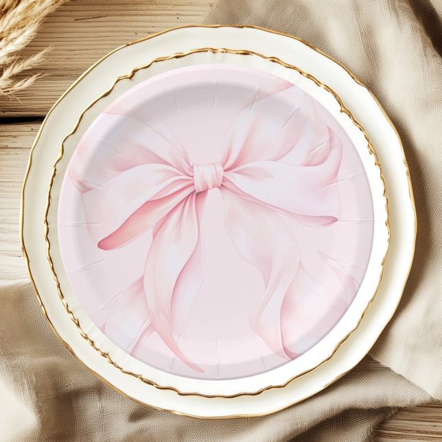 Coquette Pink Bow Paper Napkin Plate (Creator Uploaded)