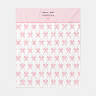 Coquette Pink Bow Personalized Fleece Blanket