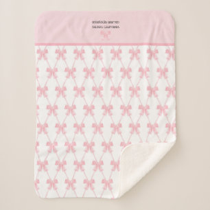 Coquette Pink Bow Personalized Sherpa Blanket