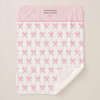 Coquette Pink Bow Personalized Sherpa Blanket