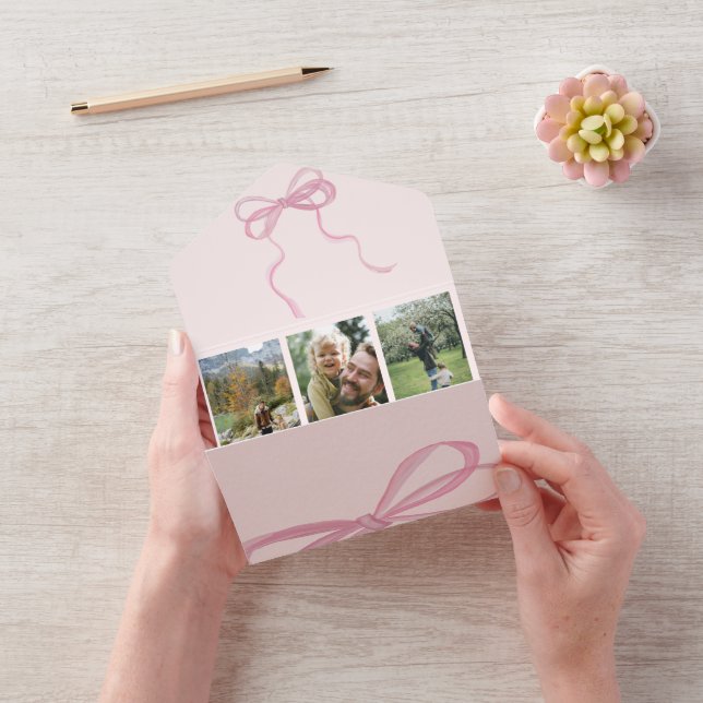Coquette Pink Bow Photo Tri-fold All in One Card (Video)