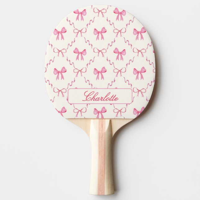 Coquette Pink Bow Ping Pong Paddle (Front)