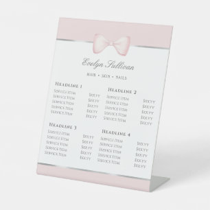 Coquette Pink Bow Price List Pedestal Sign