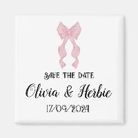 Coquette Pink Bow Save the Date Magnet