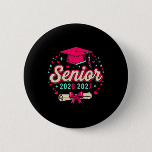 Coquette Pink Bow Senior 2026 2027 Graduation 2 Inch Round Button