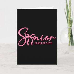 Coquette Pink Bow Senior Cl Of 2026 Graduation 202 Card