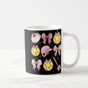 Coquette Pink Bow Softball Mom Mothers Day  Coffee Mug