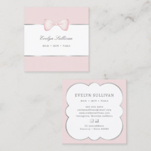 Coquette pink bow square business card