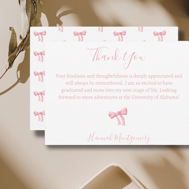 Coquette Pink Bow Thank You Cards (Creator Uploaded)