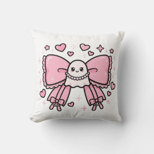 Coquette Pink Bow Throw Pillow 