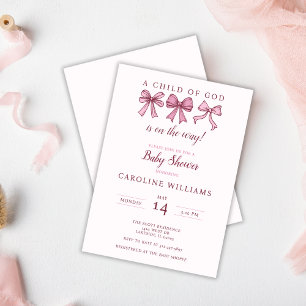 Coquette Pink Bows Christian Child of God Girly Invitation