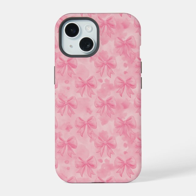 Coquette Pink Bows iPhone 15 Case (Back)