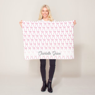 Coquette Pink Bows Personalized Baby Girl Name Fleece Blanket