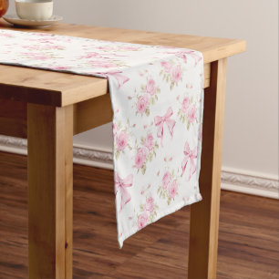 Coquette Pink Cottage Rose  Medium Table Runner
