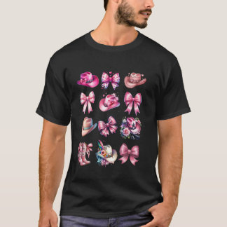 Coquette Pink Cowboy Hats Bows Cowgirl Boots Scoot T-Shirt