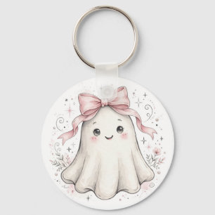 Coquette Pink Ghost First Birthday Paper Plates Keychain