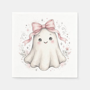 Coquette Pink Ghost First Birthday Paper Plates Napkin