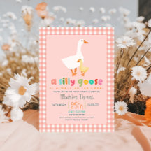 Coquette Pink Gingham Silly Goose Baby Shower