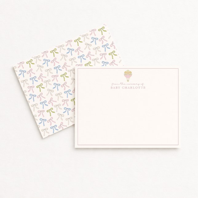 Coquette Pink Hot Air Balloon Nursery Note Card (Creator Uploaded)