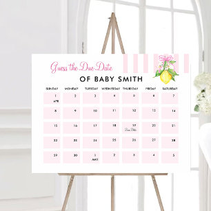 Coquette Pink Lemons Baby Shower Due Date Poster