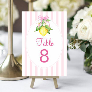 Coquette Pink Lemons Baby Shower Table Number