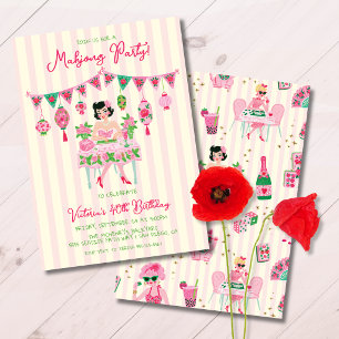 Coquette Pink Mahjong Party Game Night for Girls Invitation