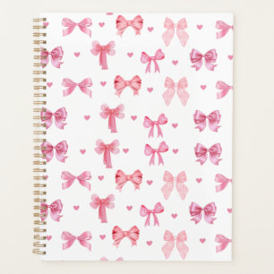 Coquette Pink Pattern Cute Girly Ribbon Planner