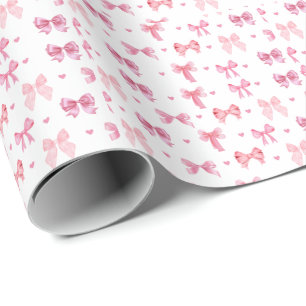 Coquette Pink Pattern Cute Girly Ribbon Wrapping Paper