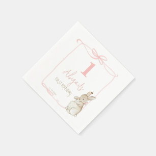 Coquette Pink Peter the Rabbit 1st Birthday  Napkin