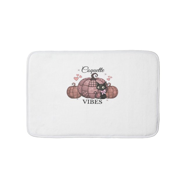 Coquette Pink Pumpkin Cat Oversized T-Shirt Bath Mat (Front)