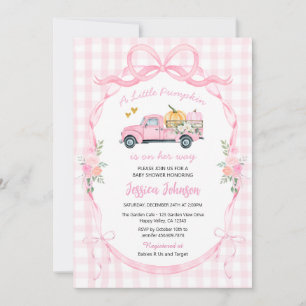 Coquette Pink Pumpkin Truck Girl Baby Shower Invitation