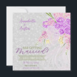 Coquette Pink sheer bow Bouquet   Save The Date<br><div class="desc">Gorgeous hand painted Coquette style sheer bow and bouquet is very romantic and chic laid on an artist designed grey rose garden lace.</div>