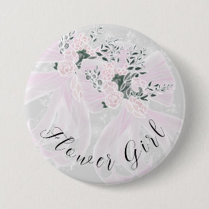 Coquette pink sheer bows- Bridesmaid 3 Inch Round Button