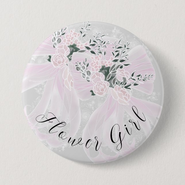 Coquette pink sheer bows- Bridesmaid 3 Inch Round Button (Front)