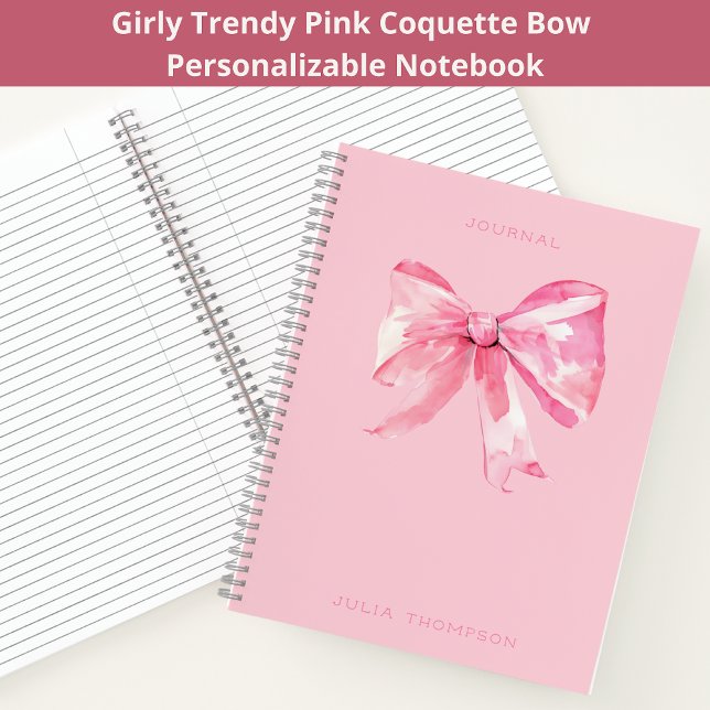 Coquette Pink Watercolor Bow Girly Journal  (Creator Uploaded)