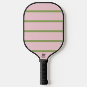Coquette Preppy Chic Pastel Green And Pink Stripes Pickleball Paddle