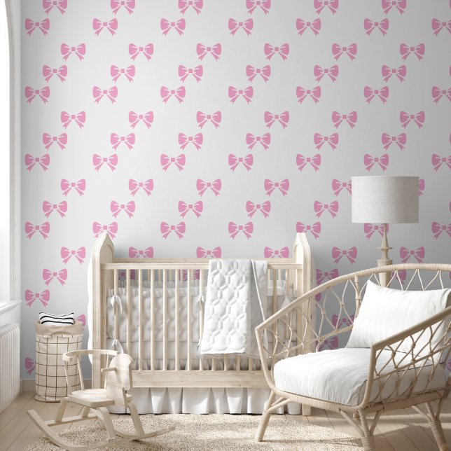Coquette Preppy Pink Bow Baby Girl Kids Wallpaper (Kids)