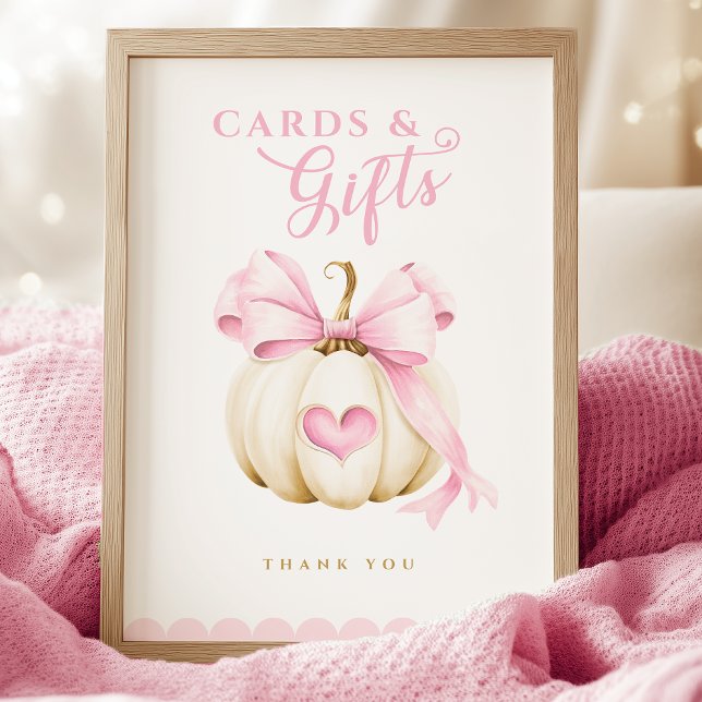 Coquette Pumpkin Baby Shower Cards and Gifts Sign  (Creator Uploaded)