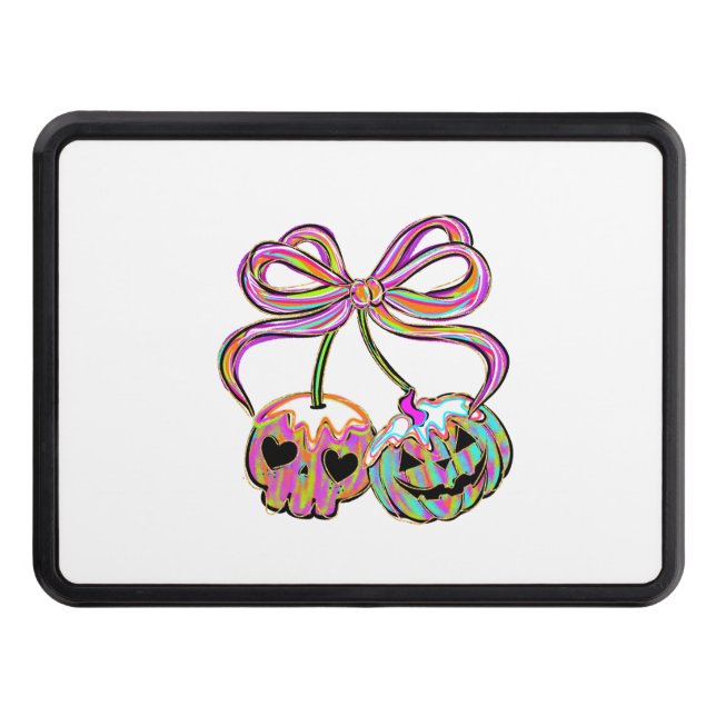 Coquette Pumpkin Cherries Halloween Trailer Hitch Cover (Front)