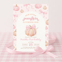 Coquette Pumpkin Pastel Pink Bow Girl Birthday