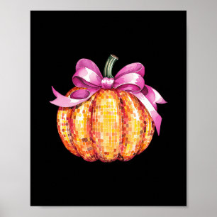 Coquette Pumpkin Pink Bow Fall Y'all Thanksgiving Poster