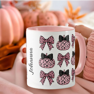 Coquette Pumpkins and bows pink personalized Mug