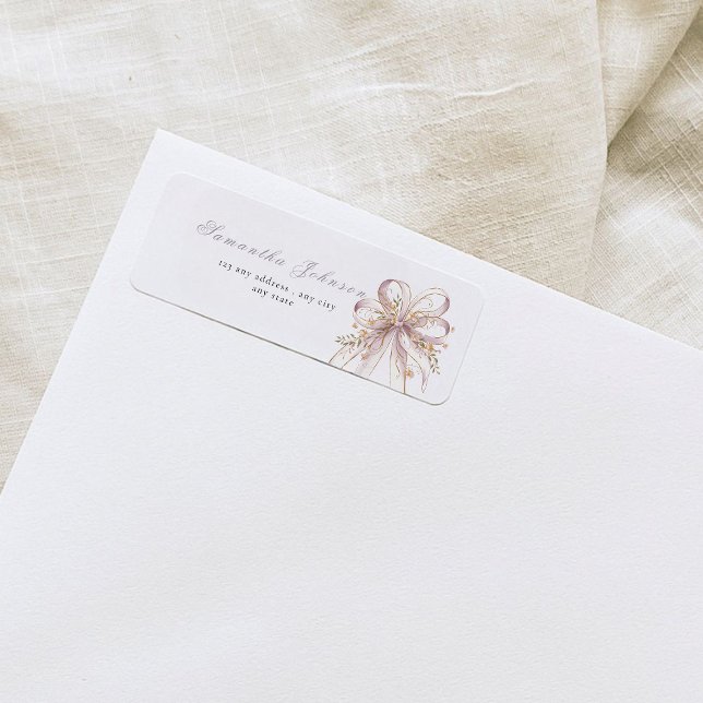 Coquette purple bow baby shower Return Address (Créateur téléchargé)