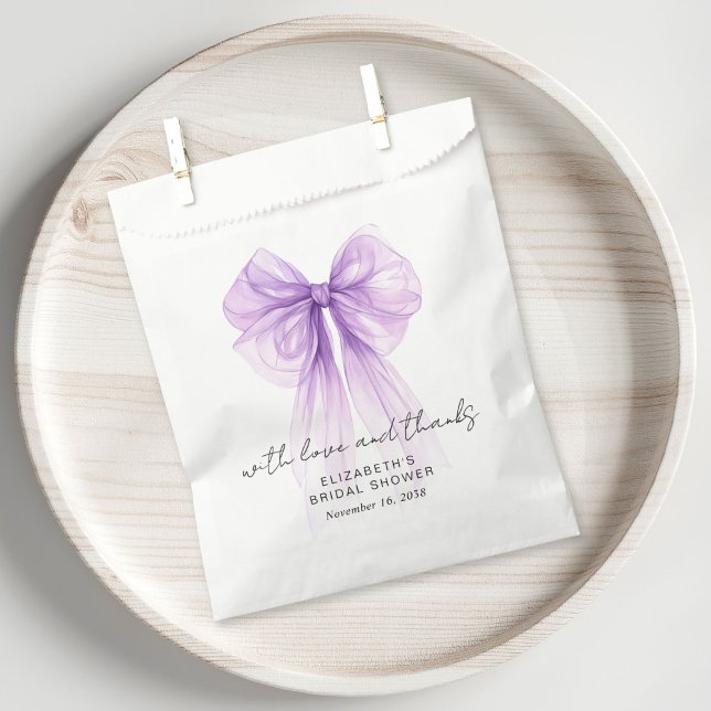 Coquette Purple Bow Bridal Shower Thank You Favour Bag (Coquette Purple Bow Bridal Shower Thank You Favor Bag)
