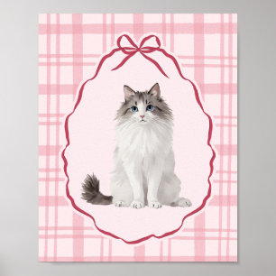 Coquette Rag Doll Cat Pink Watercolor Poster