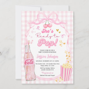 Coquette Ready to Pop Pink Soda Baby Shower Invitation
