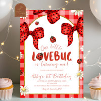 Coquette Red Bow Lovebug First Birthday Invitation