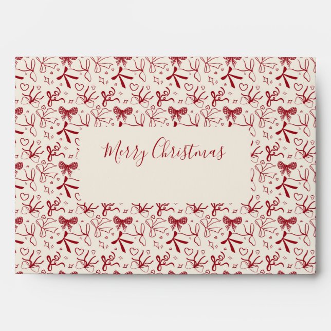 Coquette red Bow seamless pattern christmas Envelope (Front)